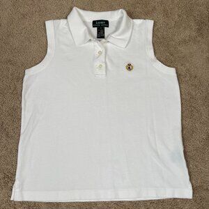 Lauren Ralph Lauren Shirt Women M White Embroidered Crest Sleeveless Tank Preppy